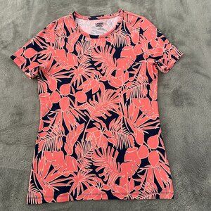 Lands' End Coral Navy 100% Cotton Tee Shirt Women's SMALL 6/8